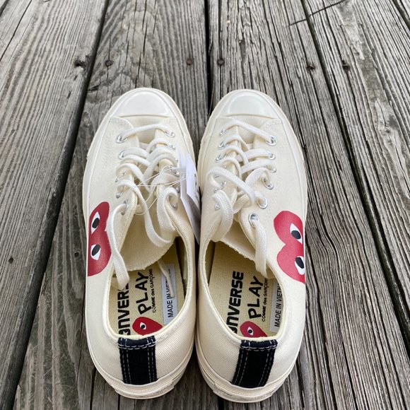 NWT Converse x COMME des GARCONS PLAY Chuck 70 White Low, Mens 7 Womens 9 - Picture 7 of 9